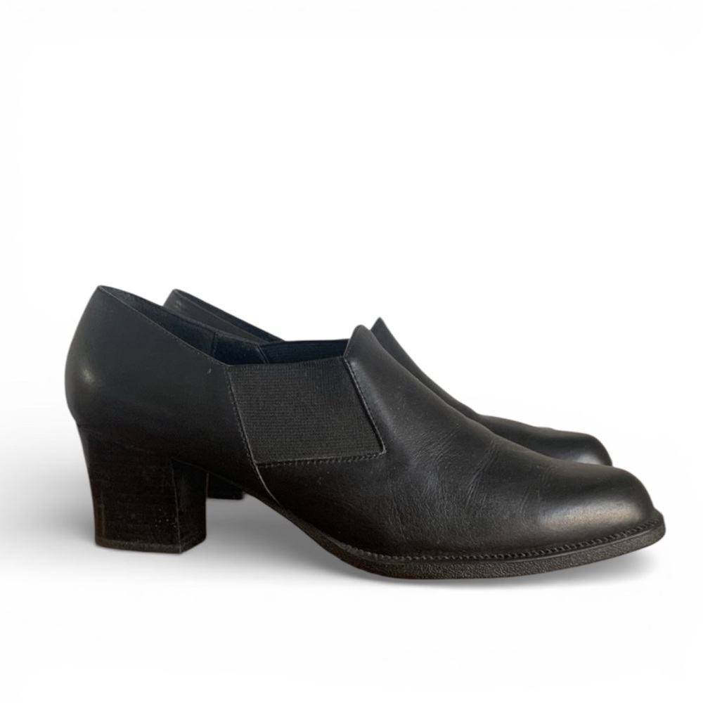 ✨ Aerosoles Black Leather Comfort Heels – Size 8.5B – 2” Block Heel – Slip On